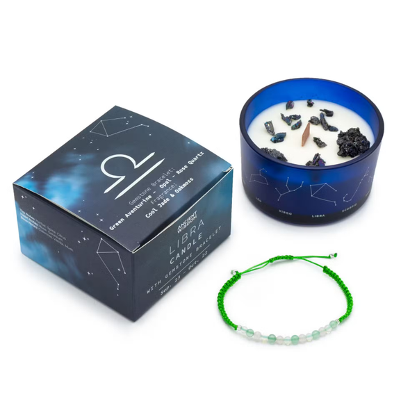 Kristalkaars Weegschaal – Zodiac Kaars met Edelsteen Armband