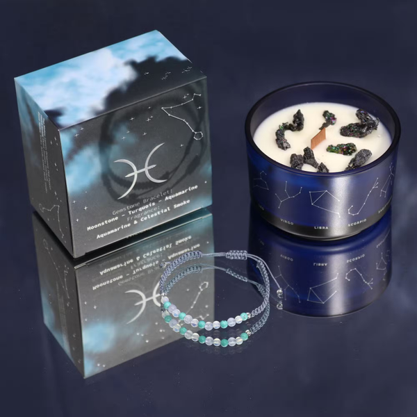 Kristalkaars Vissen – Zodiac Kaars met Edelsteen Armband