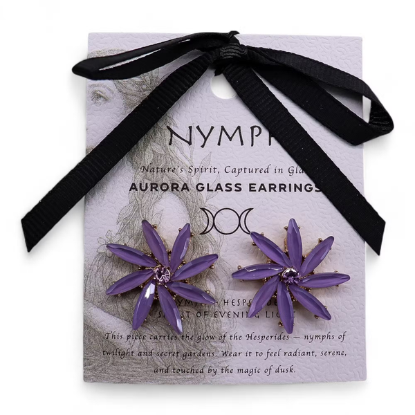Lavendel Vintage Glas Bloem Oorbellen