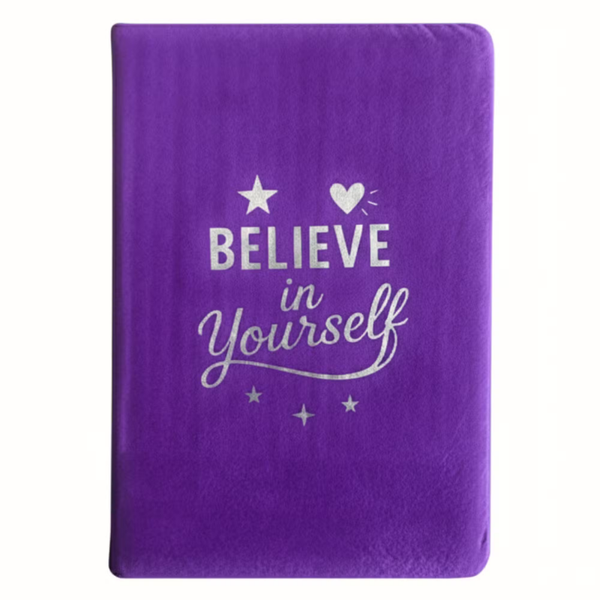 Lavendel Velvet Notitieboek – Believe in Yourself 💜✨