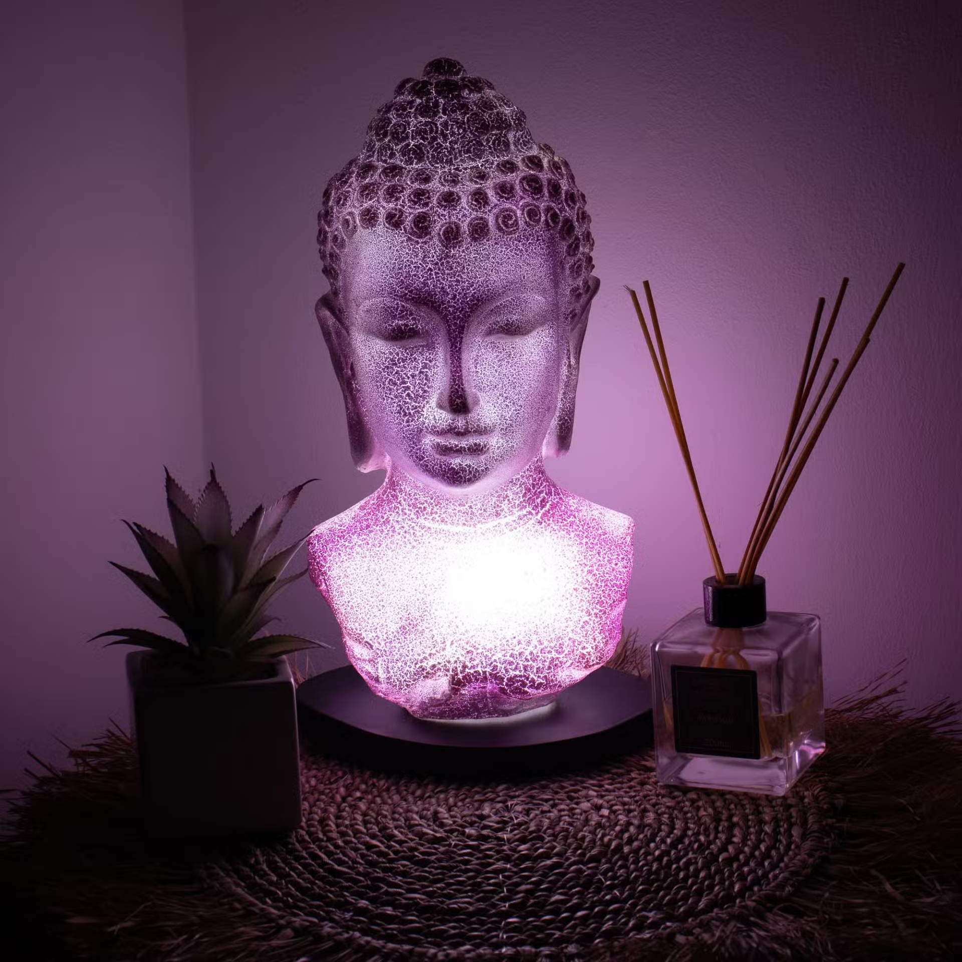 Buddha Lamp Lavendel Crackle – Ovale Stand 🪷💜