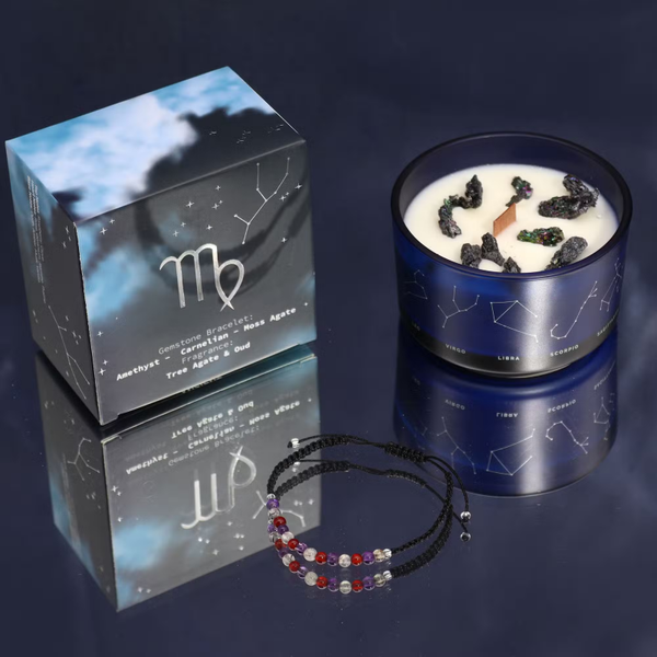 Kristalkaars Maagd – Zodiac Kaars met Edelsteen Armband