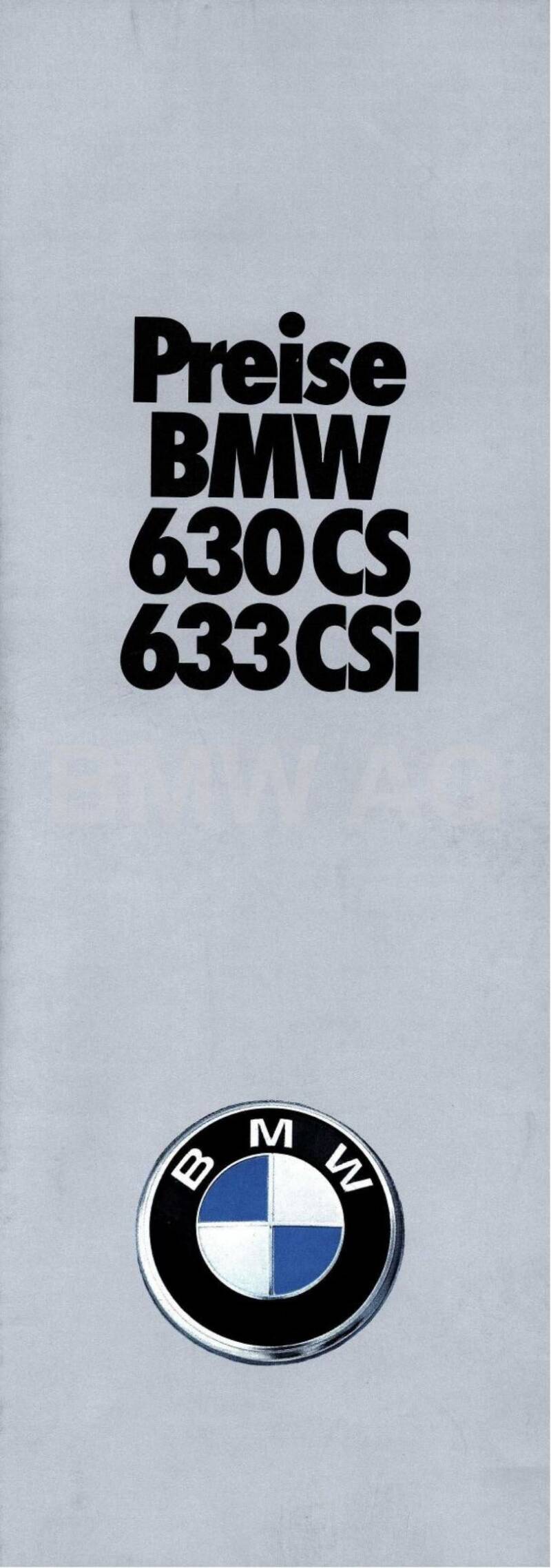 BMW Pricelist 630CS 633 CSi E34