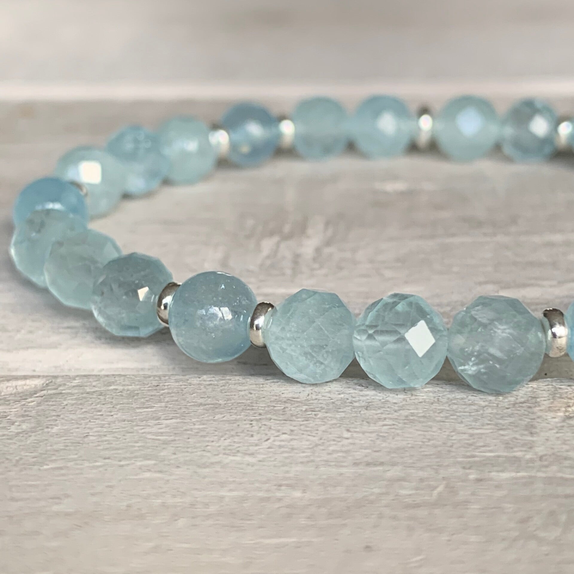 AQUAMARIN Edelstein Armband | 925 Sterling Silber | WOLKENLOS