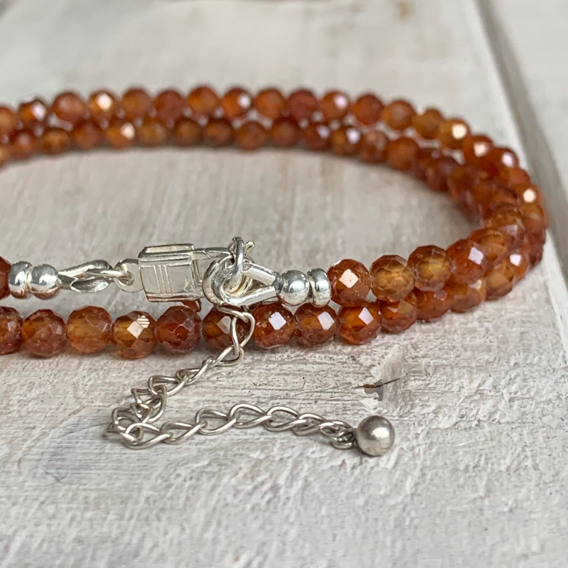 GRANAT HESSONIT Choker Edelstein Halskette | 925 Sterling Silber | ZIMTSCHNECKE