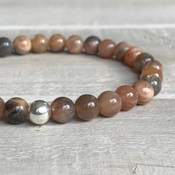 SONNEN- & MONDSTEIN EDELSTEIN ARMBAND | Sterling Silber | MONDWECHSEL PERLE