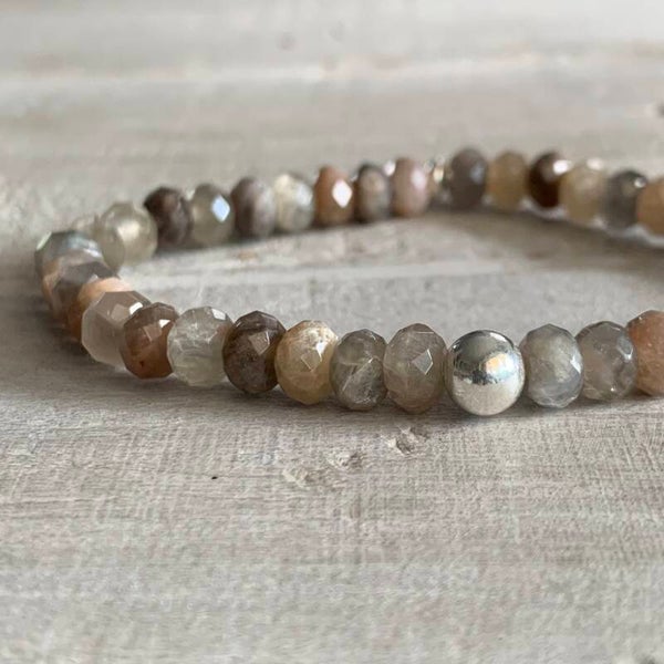 SONNEN- & MONDSTEIN EDELSTEIN ARMBAND | Sterling Silber | STERNBILD PERLE