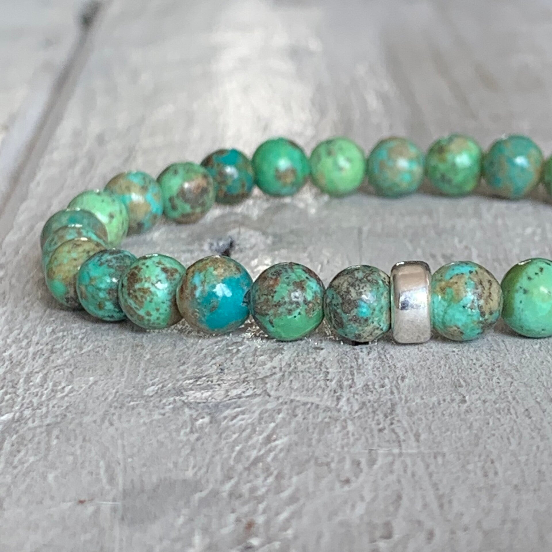 TÜRKIS Edelstein Armband | 925 Sterling Silber Rondell | 6 mm | AUGENWEIDE