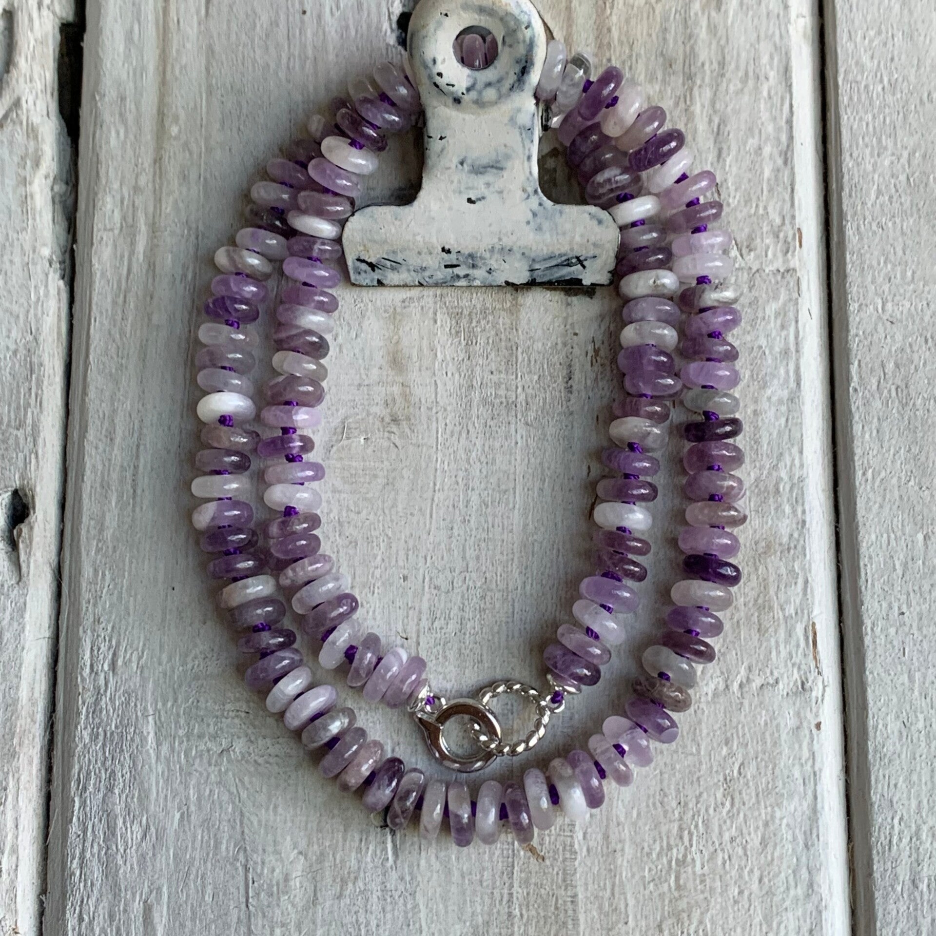 AMETHYST Choker Edelsteinkette | 925 Sterling Silber | handgeknüpfte Halskette | FREUDENTANZ