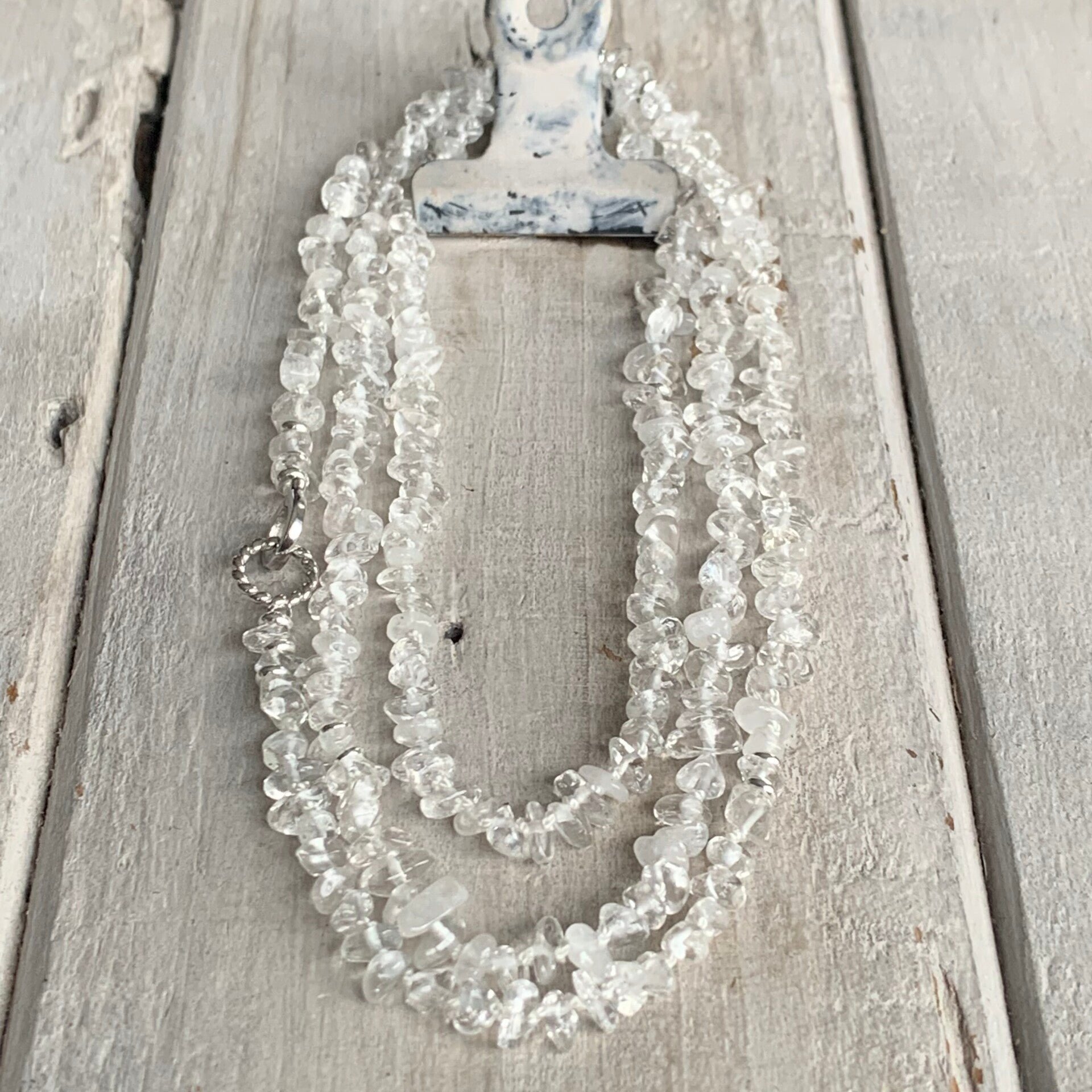 BERGKRISTALL Kette & Choker | 925 Sterling Silber | handgeknüpfte Edelsteinkette | 2-in-1 | BERGLUFT