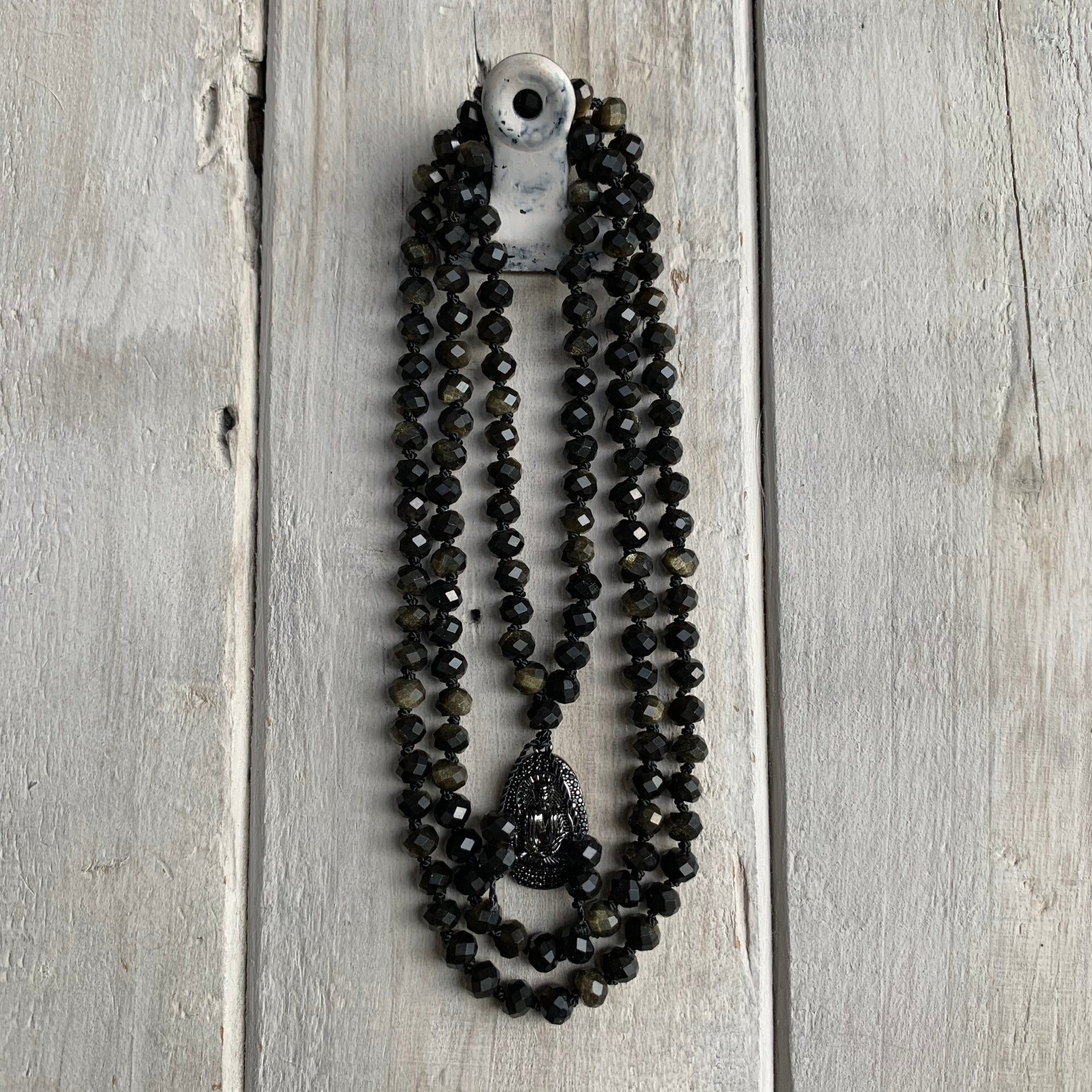 NACHTSTERN MALA KETTE | Goldglanz Obsidian