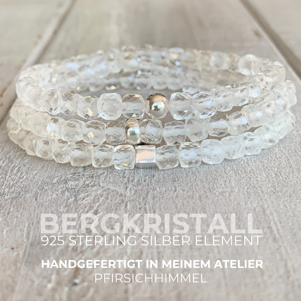 BERGKRISTALL Edelstein Armband | 925 Sterling Silber | 4 - 4,5 mm | SEELENSPIEGEL