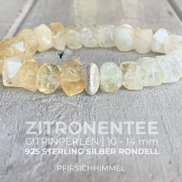 CITRIN Edelstein Armband | 925 Sterling Silber | 10 - 14 mm | ZITRONENTEE