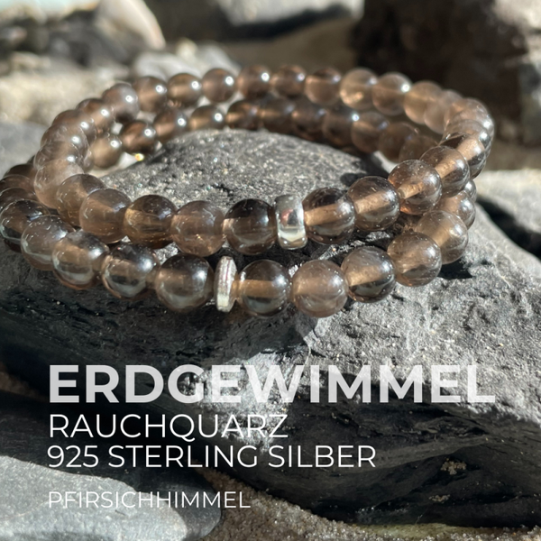 RAUCHQUARZ Edelstein Armband | 925 Sterling Silber Rondell | 6 mm | ERDGEWIMMEL