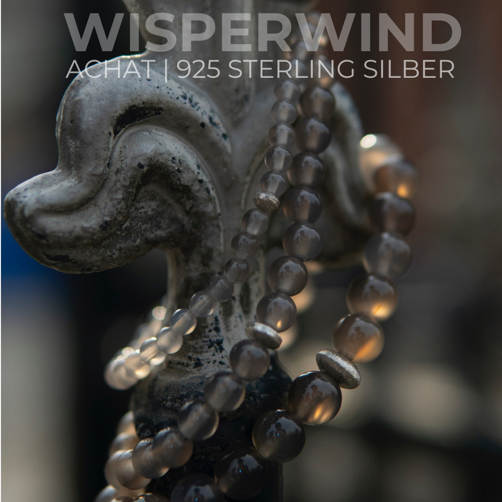 ACHAT Edelstein Armband | 925 Sterling Silber Rondell | 4, 6 oder 8 mm | WISPERWIND