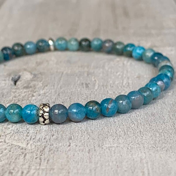 APATIT Edelstein Armband | 925 Sterling Silber | BLAUFILTER