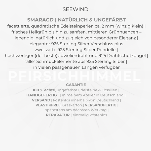 SMARAGD Edelstein Halskette | kurzer Choker | 925 Sterling Silber | 2 mm | SEEWIND