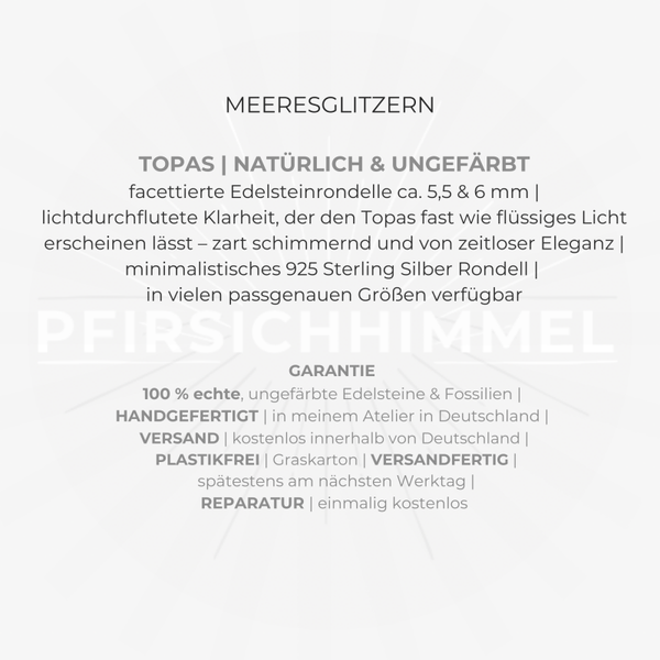 TOPAS Edelstein Armband | 925 Sterling Silber | 6 mm | MEERESGLITZERN