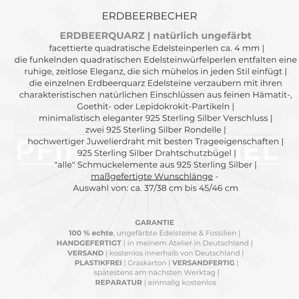 ERDBEERQUARZ Edelstein Choker Halskette | minimalistische kurze Halskette aus echten Edelsteinen | zeitloser Schmuck | 4 mm | ERDBEERBECHER