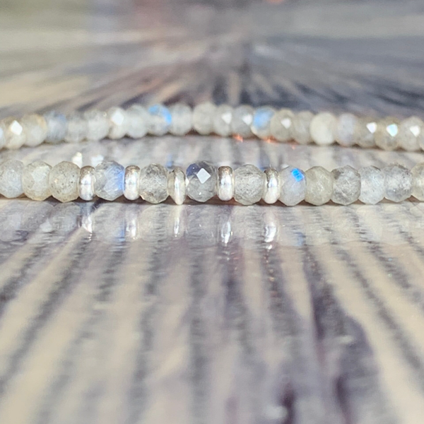 LABRADORIT Edelstein Armband | 925 Sterling Silber | SOMMERNACHT RONDELL