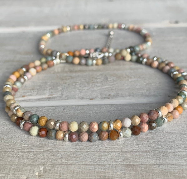 ACHAT Choker Edelstein Halskette & Armband | 925 Sterling Silber | SCHÖNGEIST SCHMUCK SET