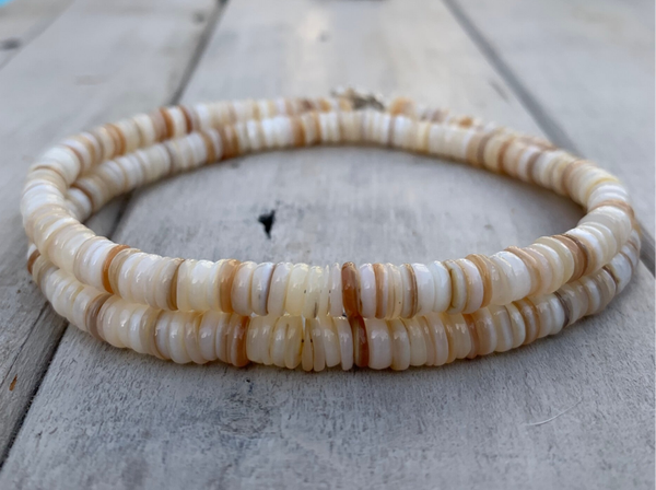 CHOKER SURFERKETTE | KITE-11 | Naturmuscheln 5 - 6 mm | 925 Sterling Silber
