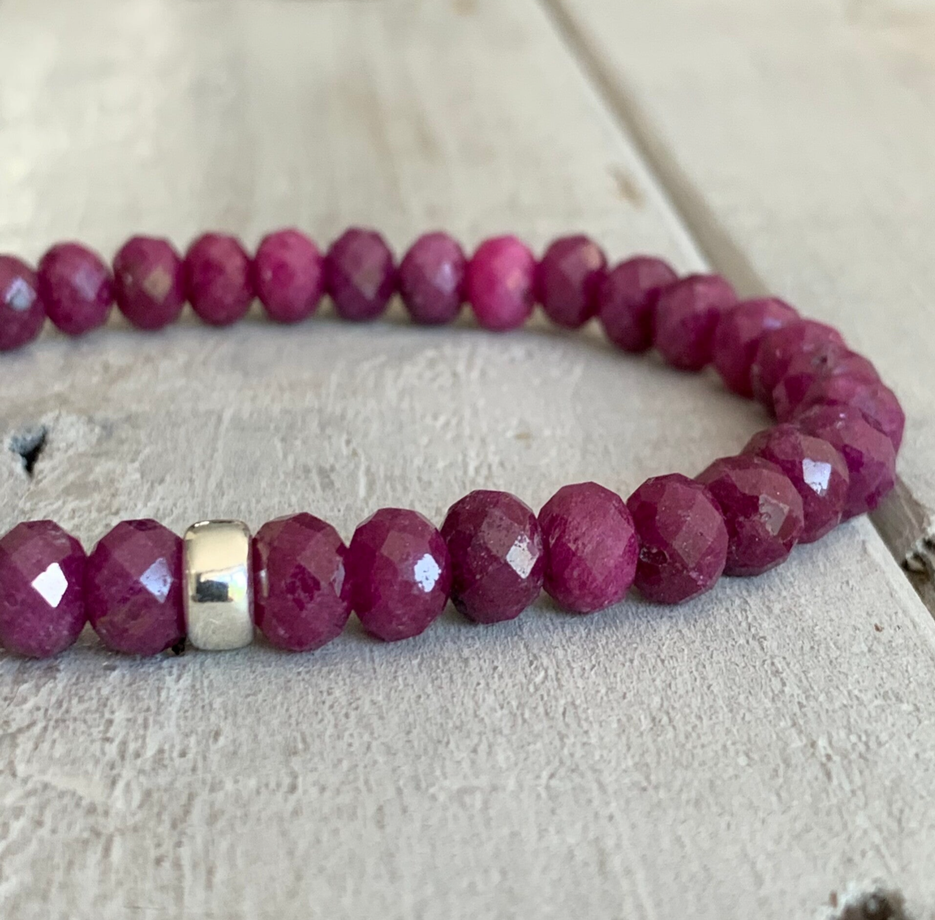 RUBIN Edelstein Armband | 925 Sterling Silber Rondell | 8 mm | NATURZAUBER