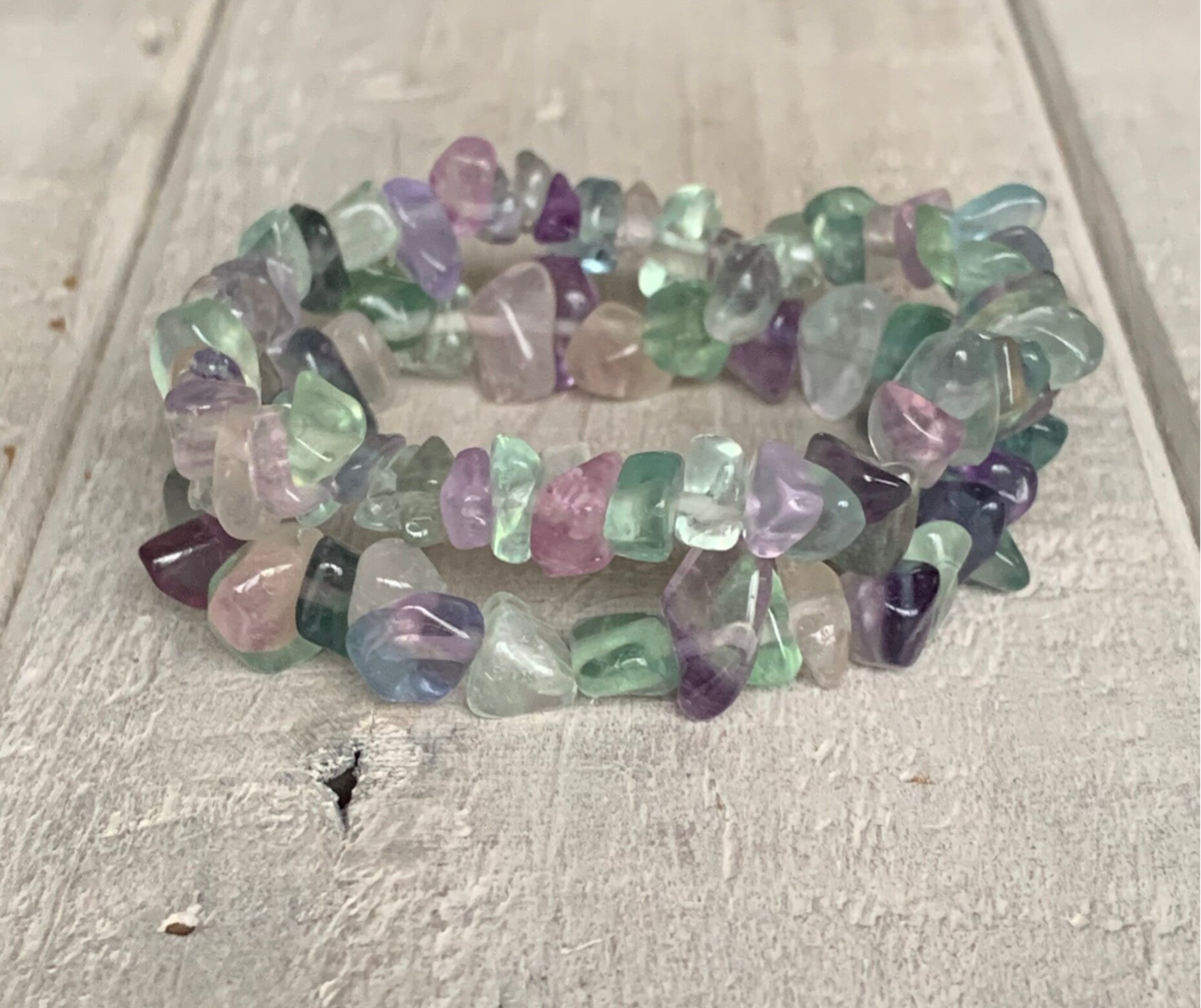 FLUORIT Schmuck-Set Edelstein Splitterarmband | QUELLWASSER