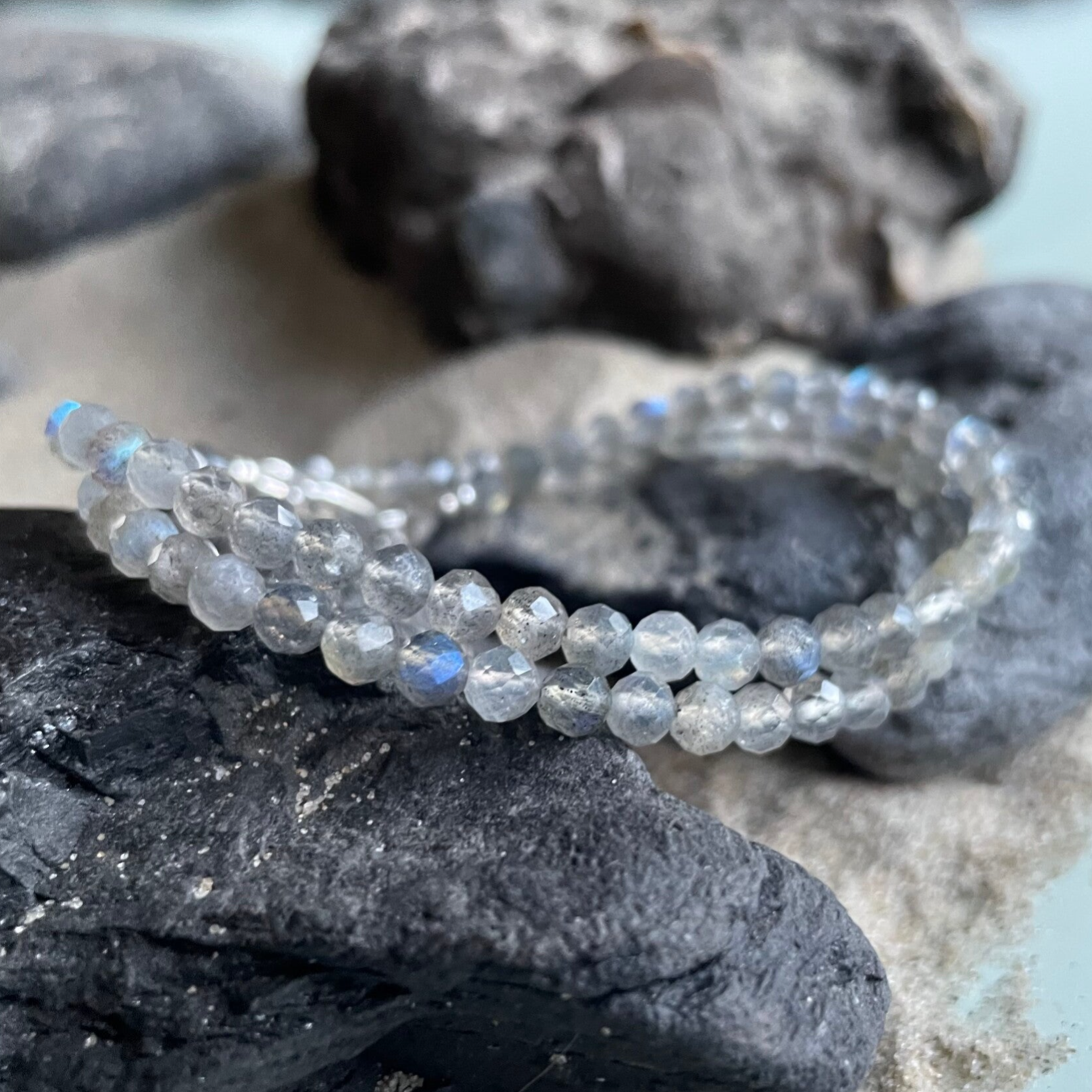 LABRADORIT Edelstein Halskette | kurzer Choker | 925 Sterling Silber | 4 mm | NORDWETTER