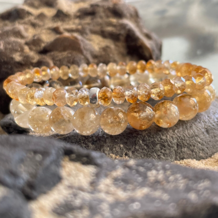 CITRIN Edelstein Armband | handgefertigtes Edelstein Schmuckstück | 925 Sterling Silber | 6 mm Rondelle | SONNENGEBRÄUNT