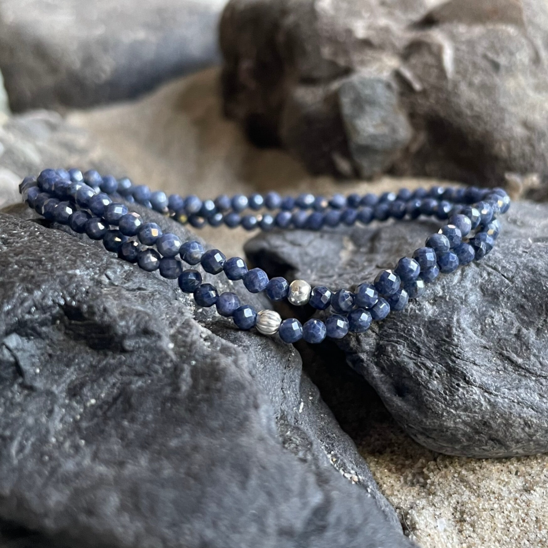 SAPHIR Edelstein Armband | 925 Sterling Silber | 3 mm | MEERESFRIEDEN