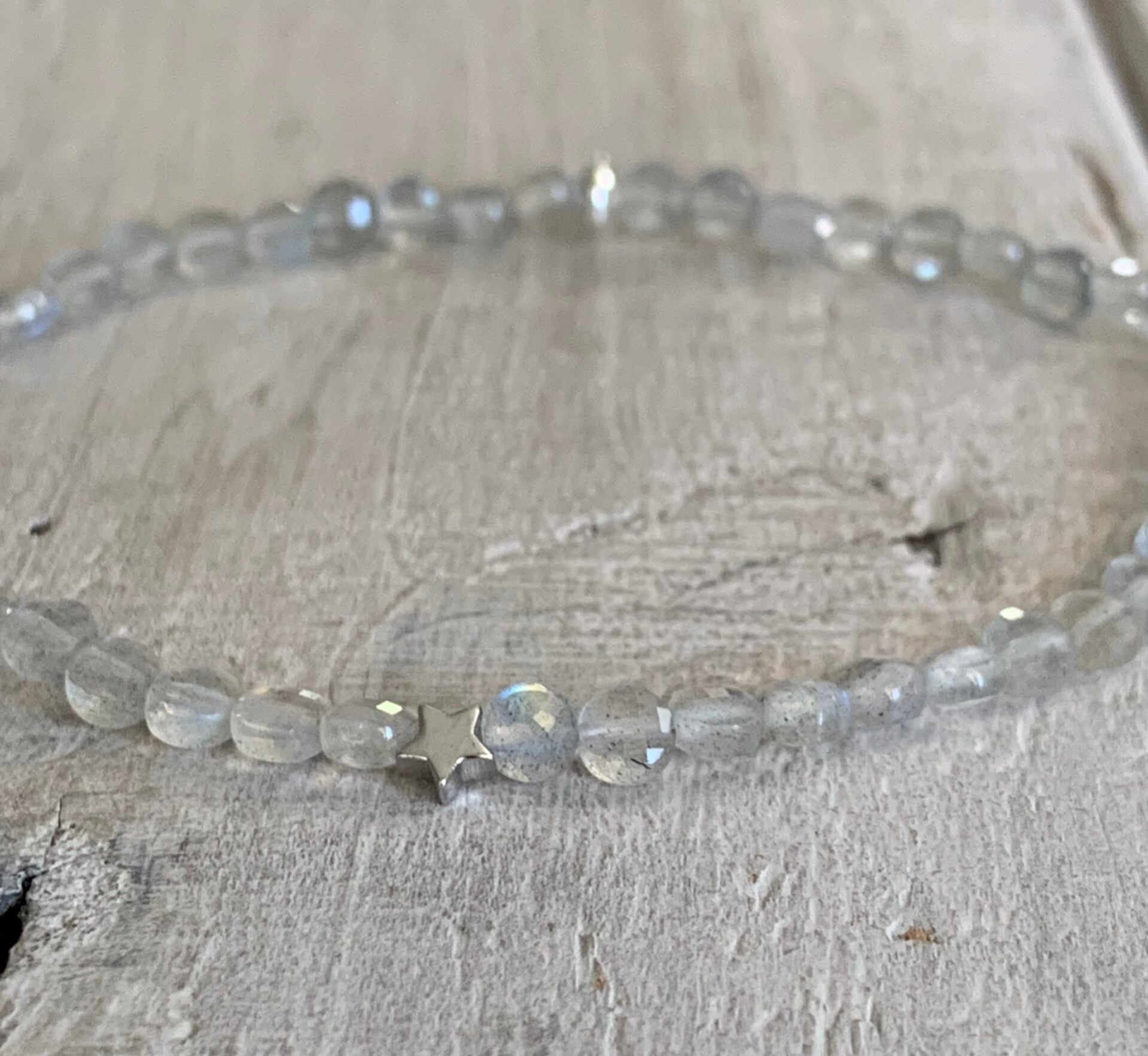 LABRADORIT Edelstein Armband | 925 Sterling Silber Stern | LICHTSPIEL