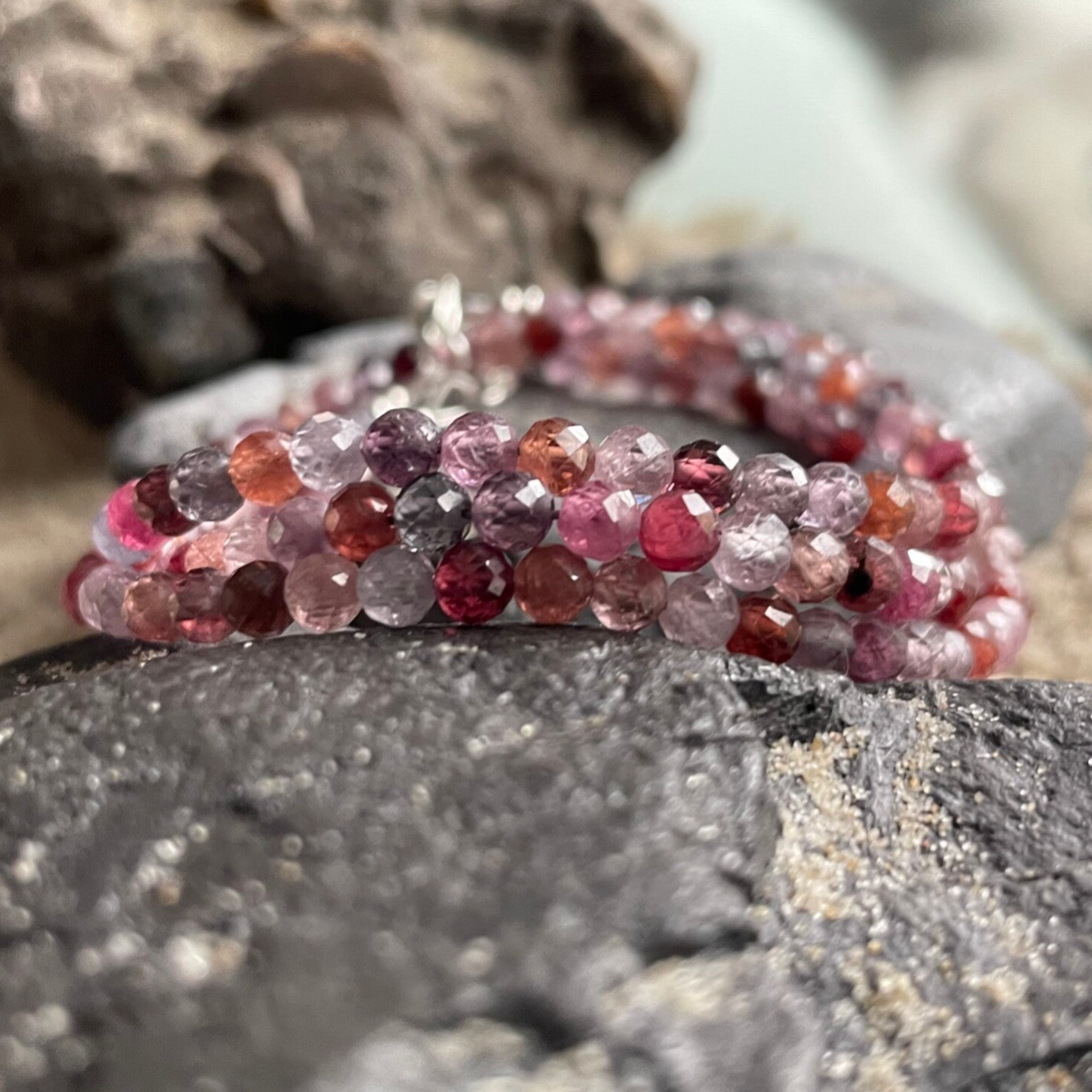 SPINELL Edelstein Halskette | kurzer Choker | 925 Sterling Silber | handgefertigter echter Schmuck | 4 mm | PRACHTSTÜCK