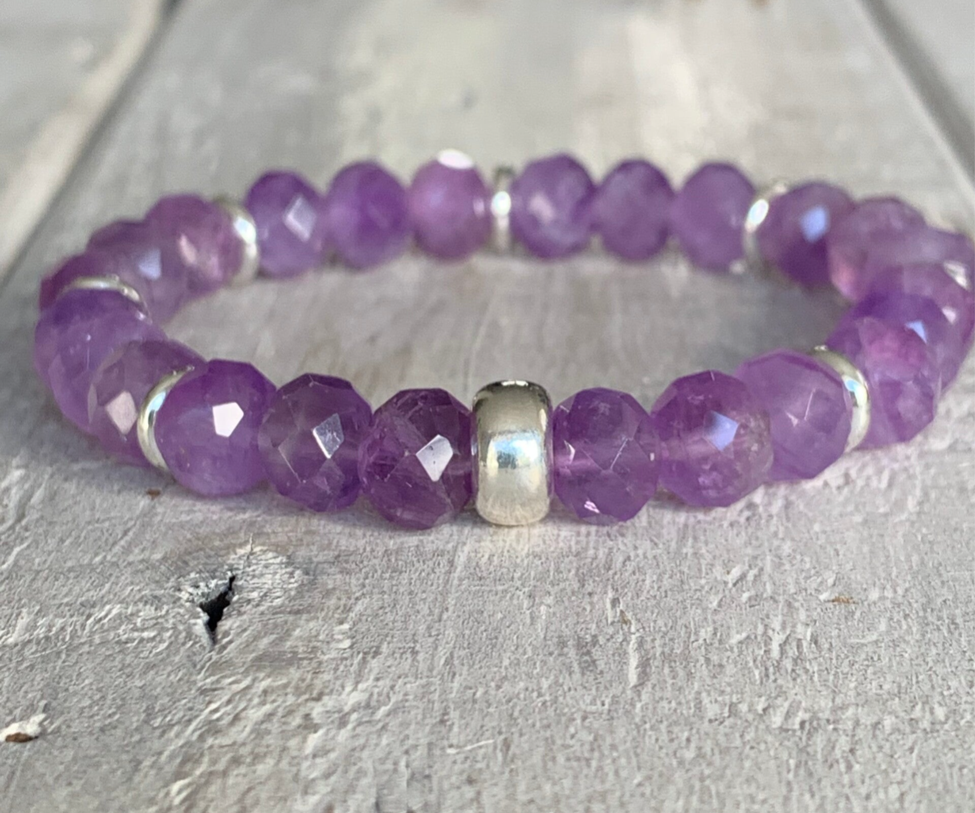 AMETHYST Edelstein Armband | 925 Sterling Silber | LEBENSFROH