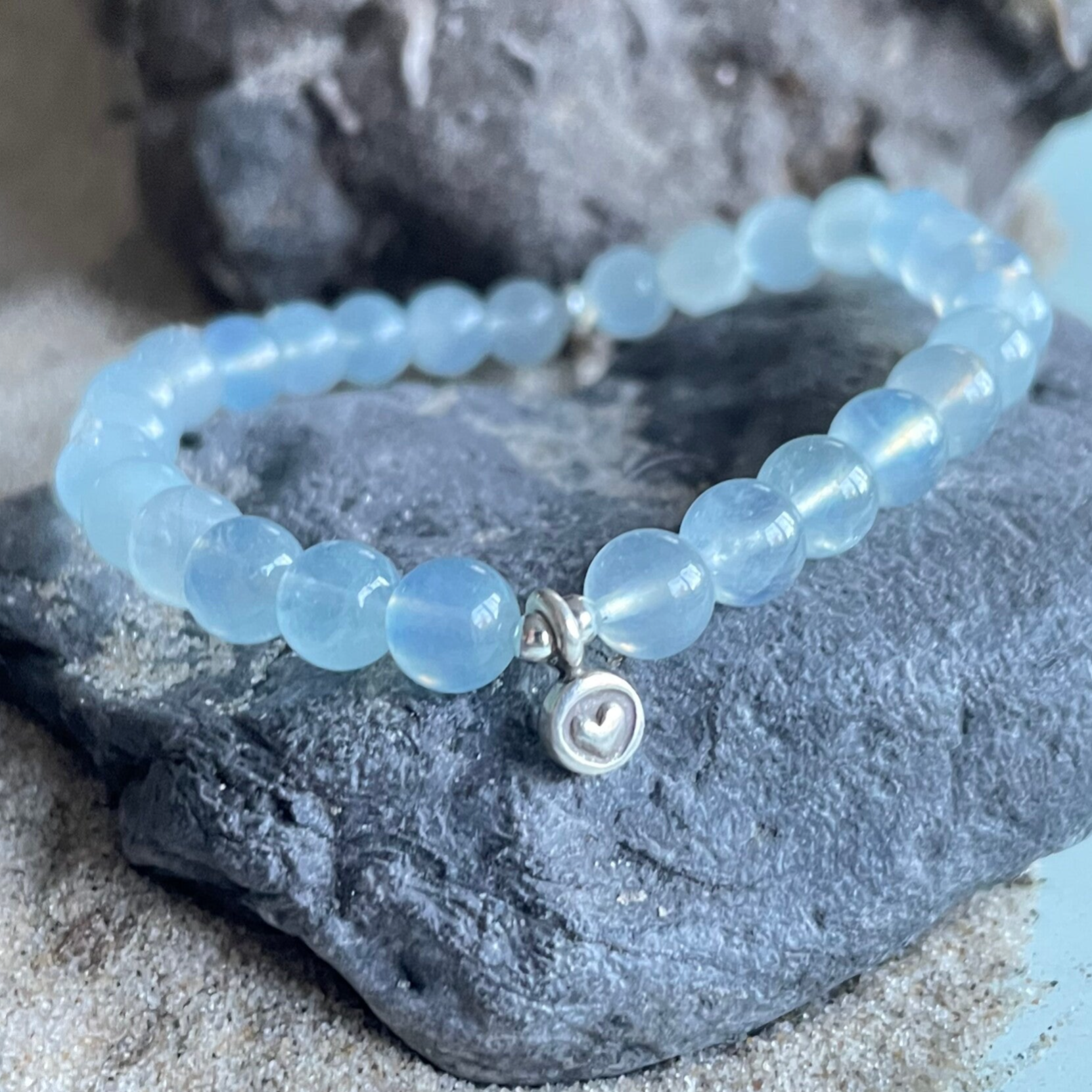 AQUAMARIN Edelstein Armband | 95-99 % Feinsilber Karen Hill | HIMMLISCHE FREIHEIT