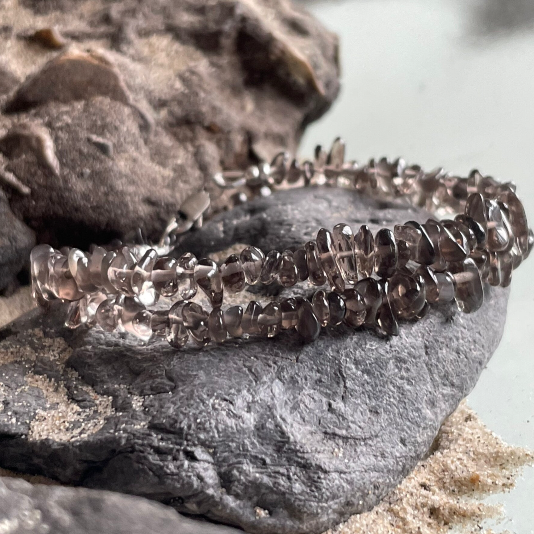 OBSIDIAN Edelstein Halskette | kurzer Choker | 925 Sterling Silber | 4 - 5 mm | QUIETSCHFIDEL