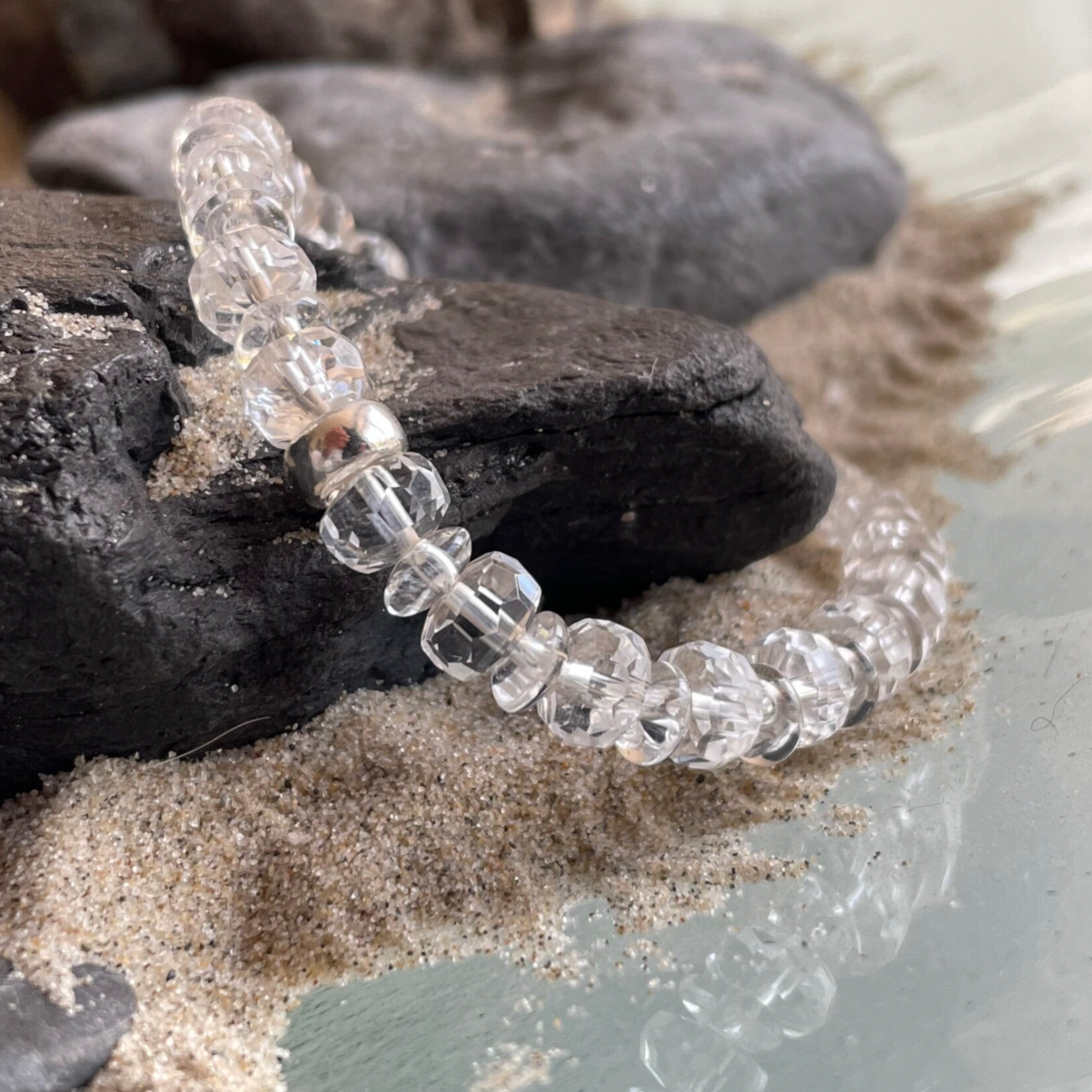 BERGKRISTALL Edelstein Armband | 925 Sterling Silber | 8 mm | ENGELSGEDULD