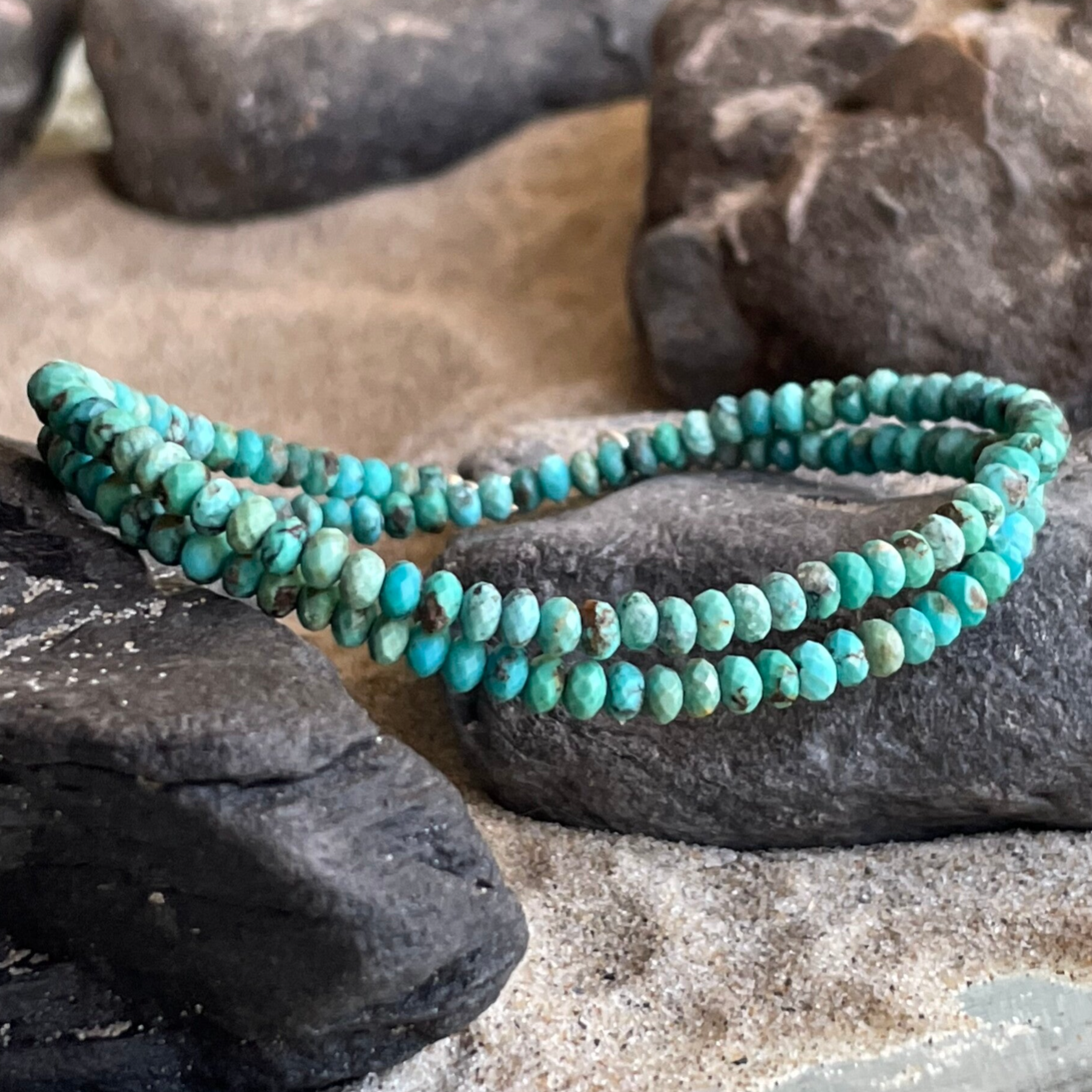 TÜRKIS Edelstein Halskette | kurzer Choker | 925 Sterling Silber | 4 mm | SCHÄFCHENWOLKEN