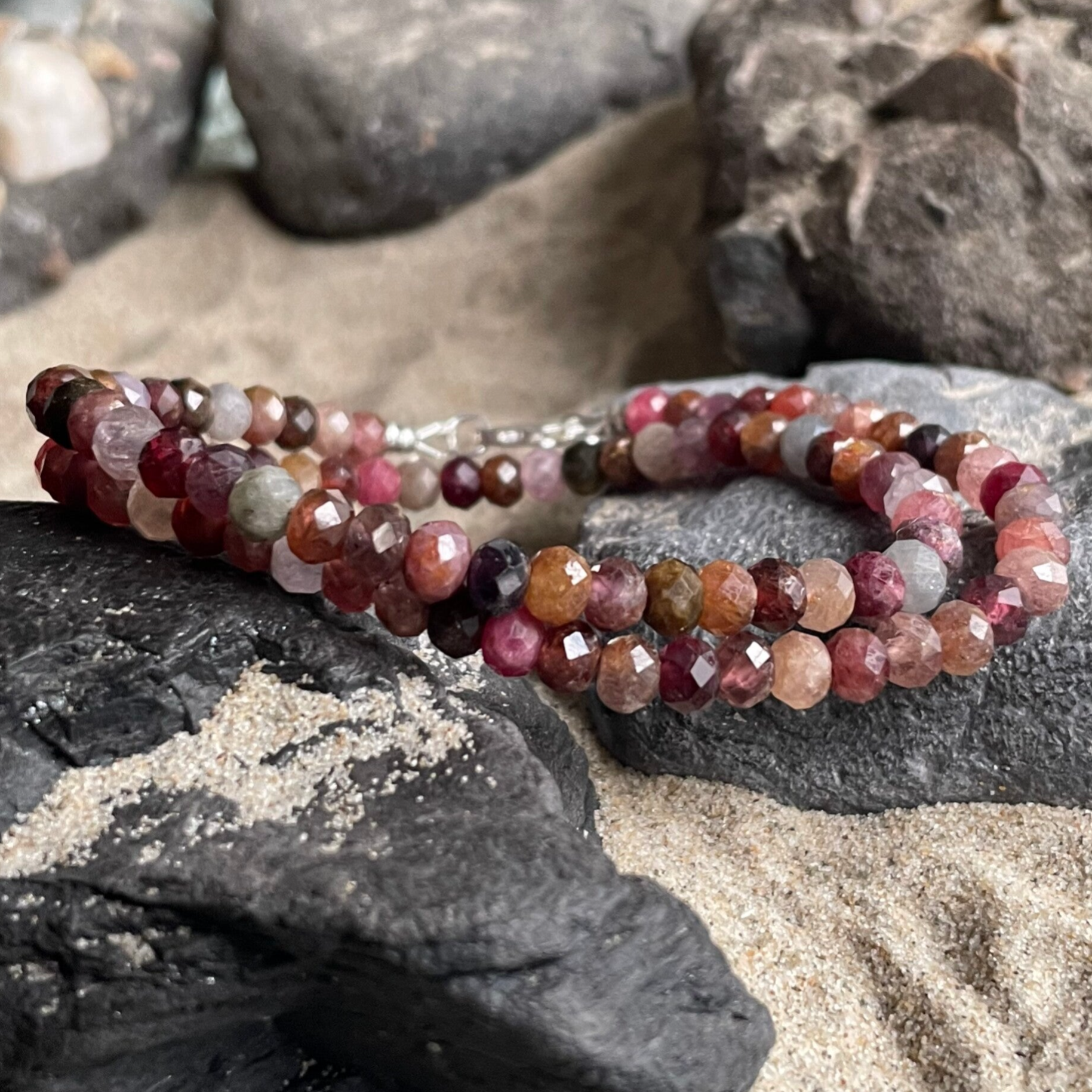 SPINELL Edelstein Halskette | kurzer Choker | 925 Sterling Silber | MORGENROT