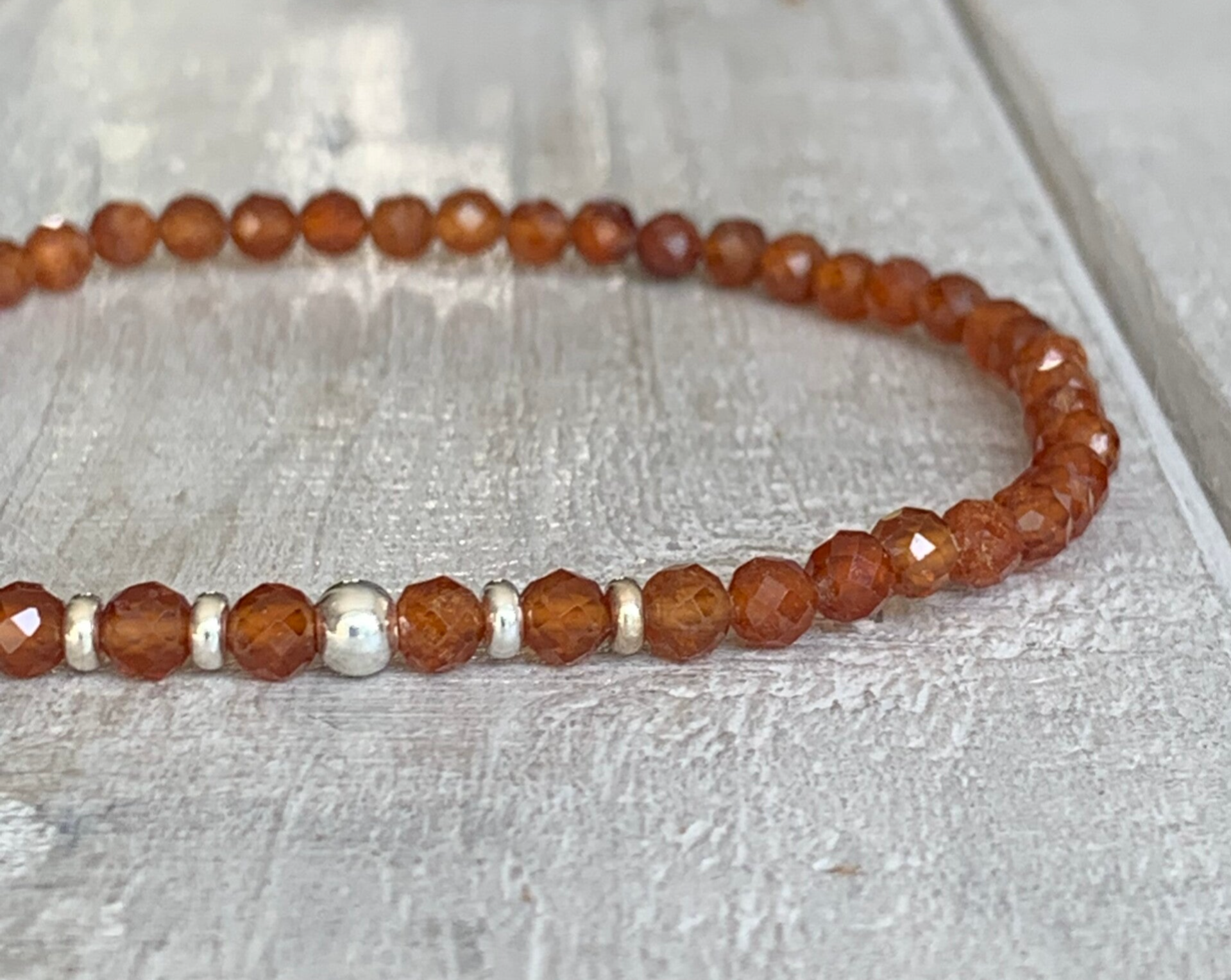 GRANAT Edelstein Armband | 925 Sterling Silber | ORANGENBLÜTE