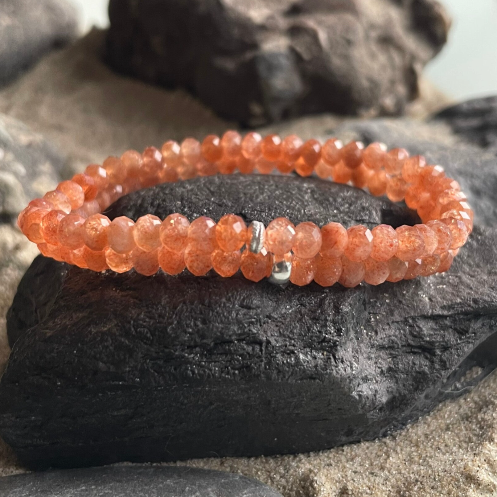 SONNENSTEIN Edelstein Armband | 925 Sterling Silber | 5 mm | SONNENDURSTIG