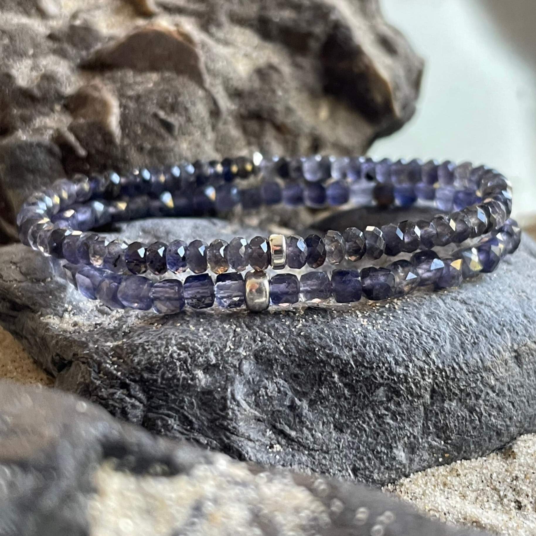 IOLITH Edelstein Armband | 925 Sterling Silber | 4 mm | DÄMMERLICHTGEFLÜSTER