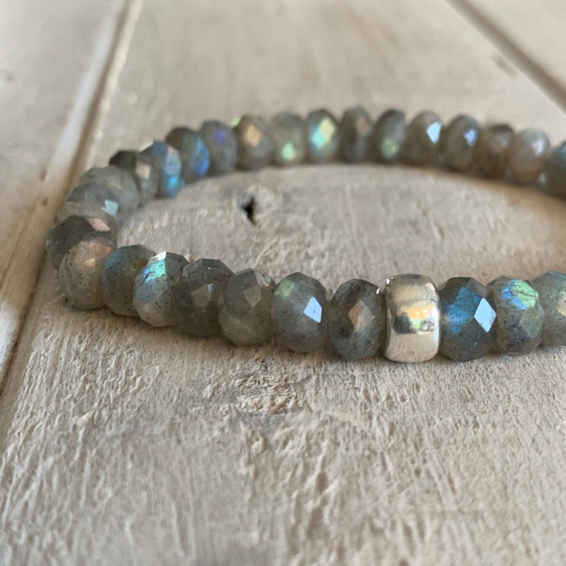 LABRADORIT Edelstein Armband | 925 Sterling Silber Rondell | STERNSCHNUPPE