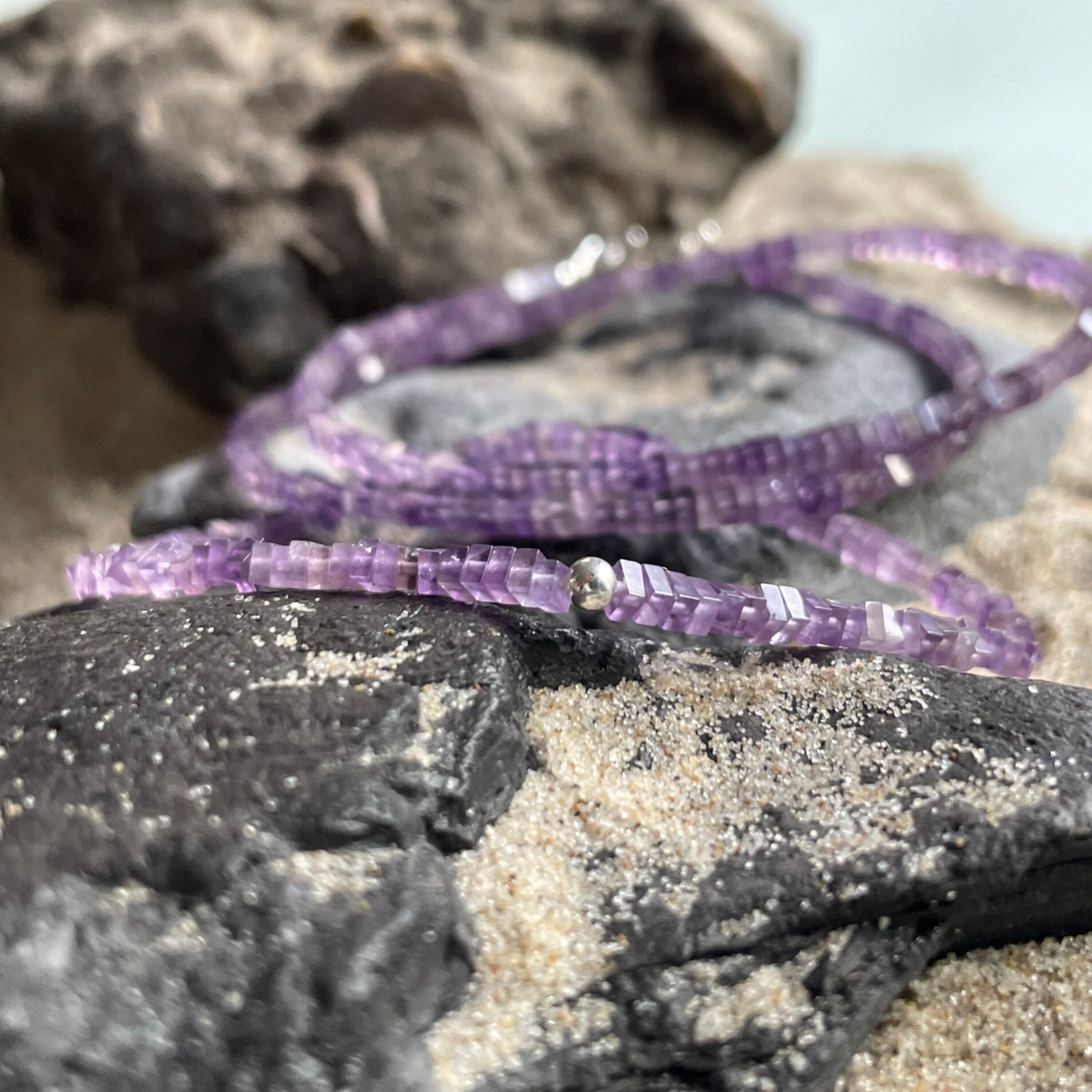 AMETHYST Edelstein Armband | minimalistischer Schmuck | 925 Sterling Silber | 2,5 - 3 mm | SEELENLICHT