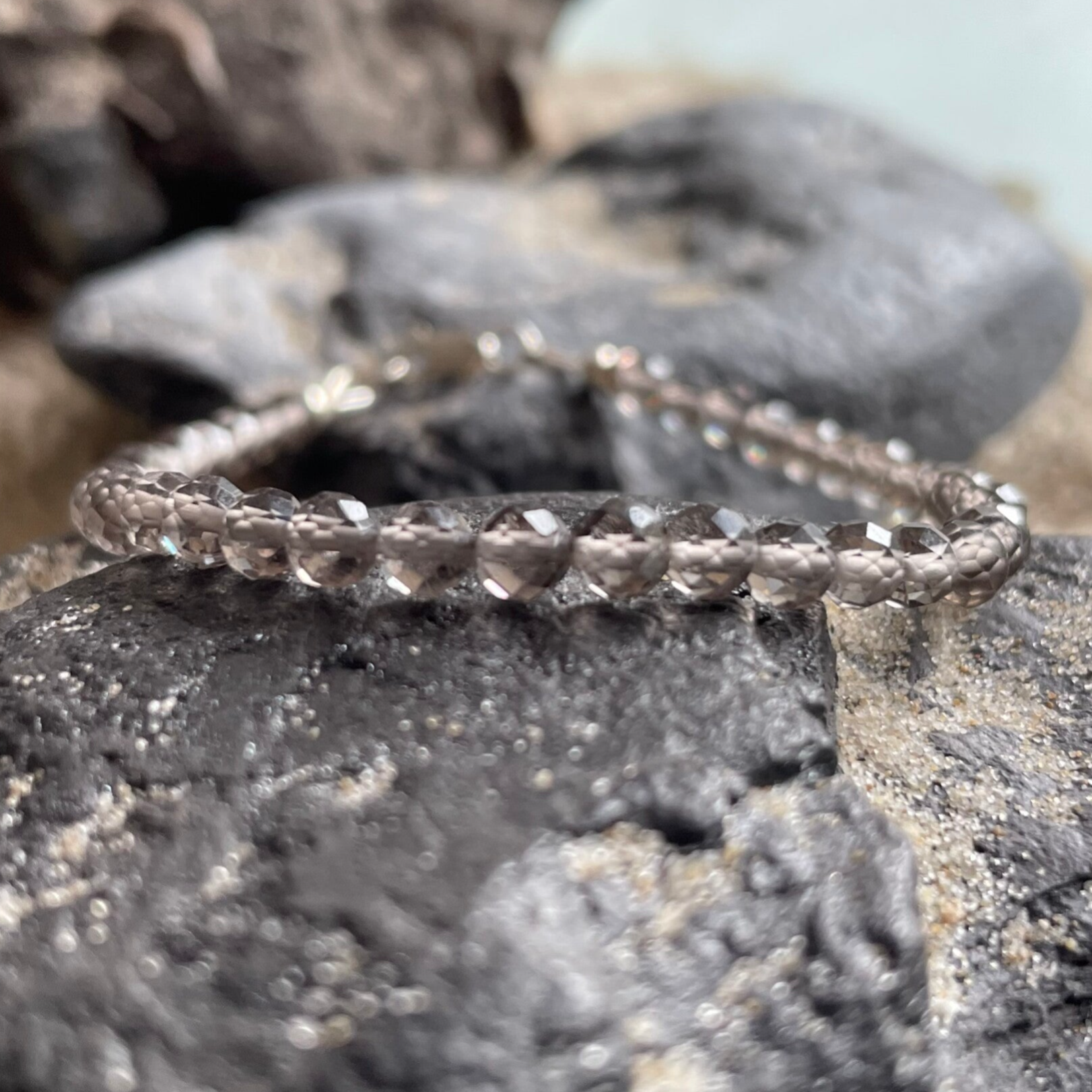 OBSIDIAN Edelstein Fußkettchen | 925 Sterling Silber | 4 mm | TRAUMTÄNZER