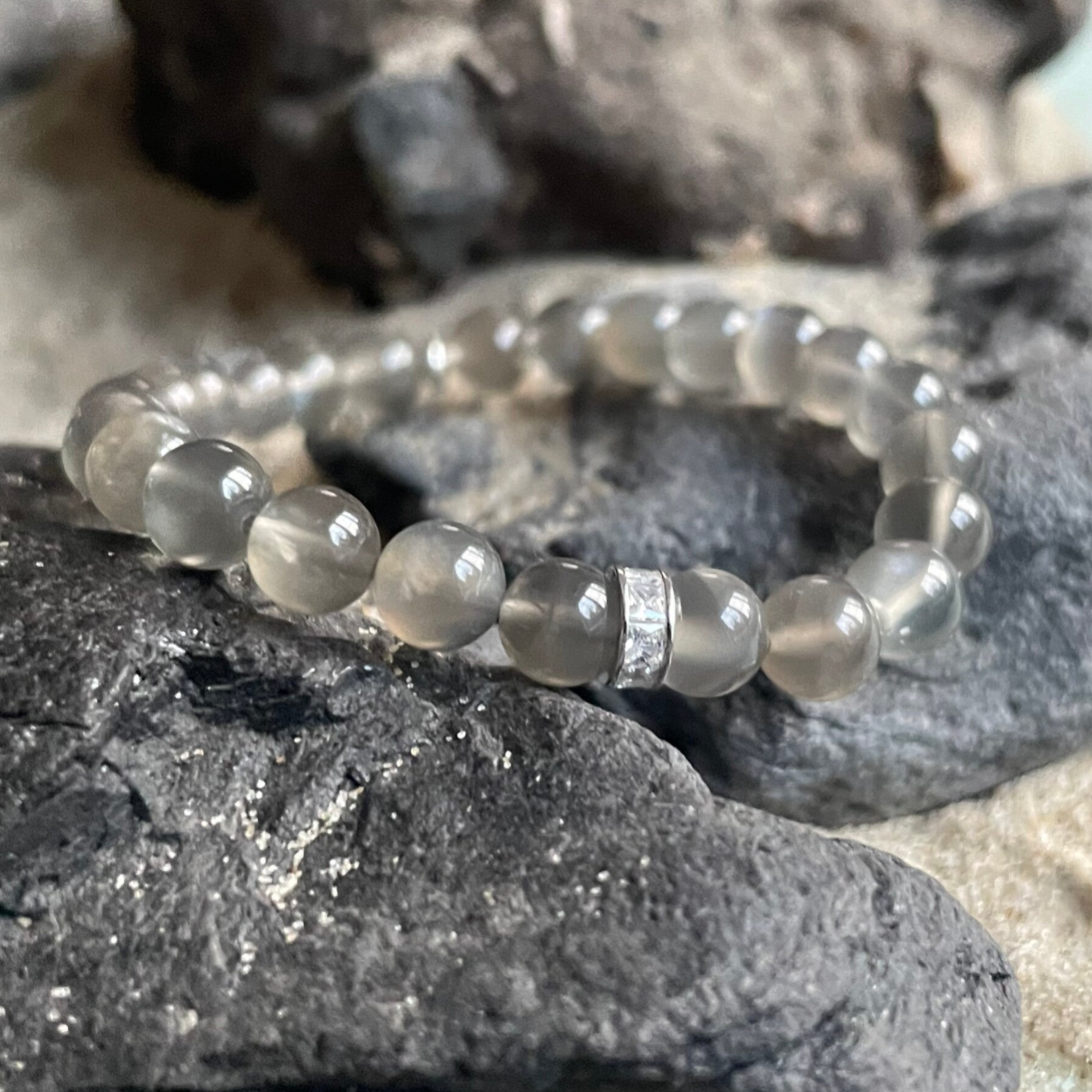 MONDSTEIN Edelstein Armband | 925 Sterling Silber | 6 mm | MONDSCHEIN