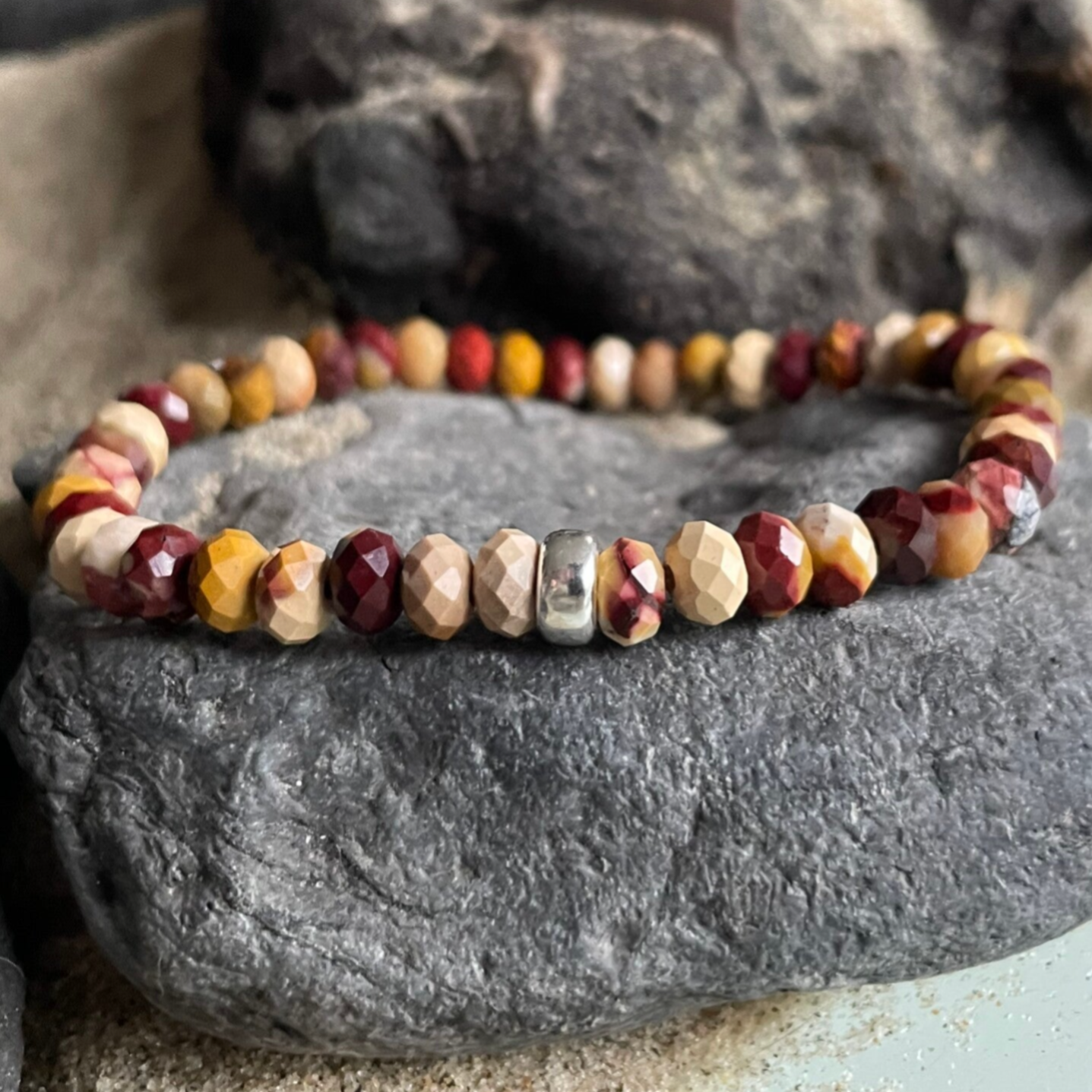 MOOKAIT Edelstein Armband | 925 Sterling Silber Rondell | 6 mm | WÜSTENWIND