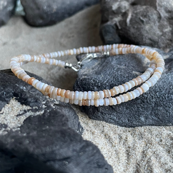 MUSCHEL Halskette | Naturmuschel | kurzer Choker | 925 Sterling Silber | 4 mm | KITE-44