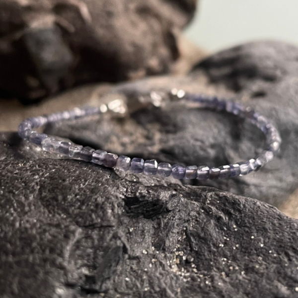 IOLITH Edelstein Armband | 925 Sterling Silber | 2 mm (!) | WALDZAUBERVIOLETT