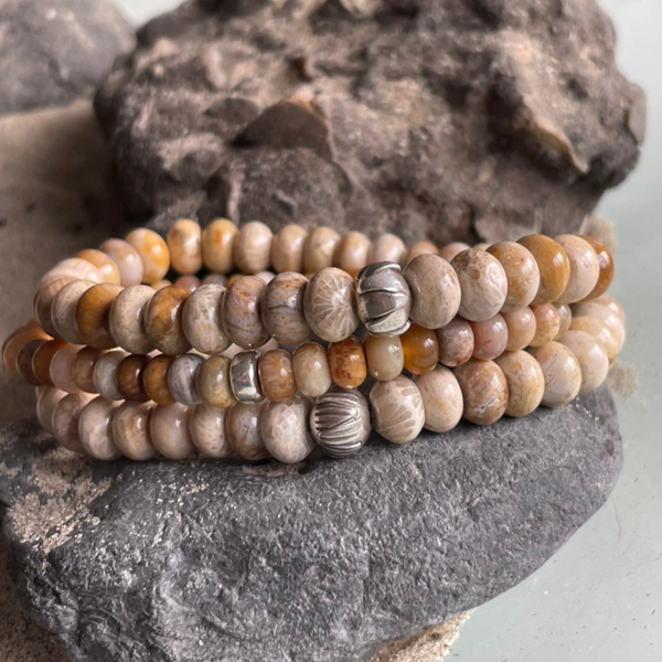 FOSSILIEN Armband Rondelle | 925 Sterling Silber | 6 mm | ENTSCHLEUNIGUNG